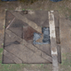 An aerial shot of the ongoing archaeological site in Colonial Williamsburg.